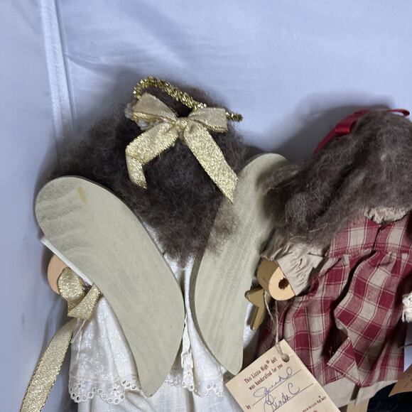 Vintage VTG Lot of Four LIZZIE HIGH Wooden Dolls Christmas Angels LADIES - Picture 9 of 11